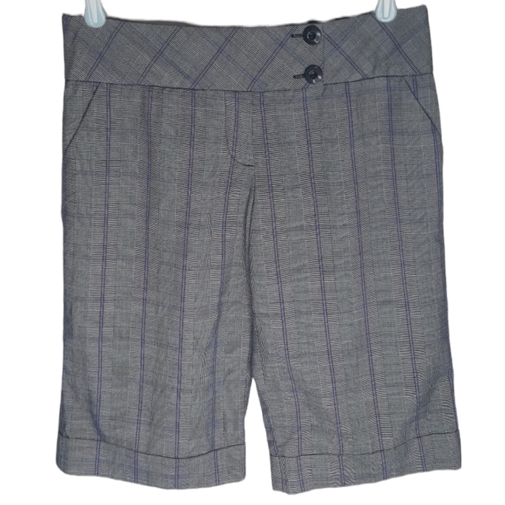 Miss Bisou Women/Jr's Houndstooth Plaid Bermuda Casual Shorts Size 9